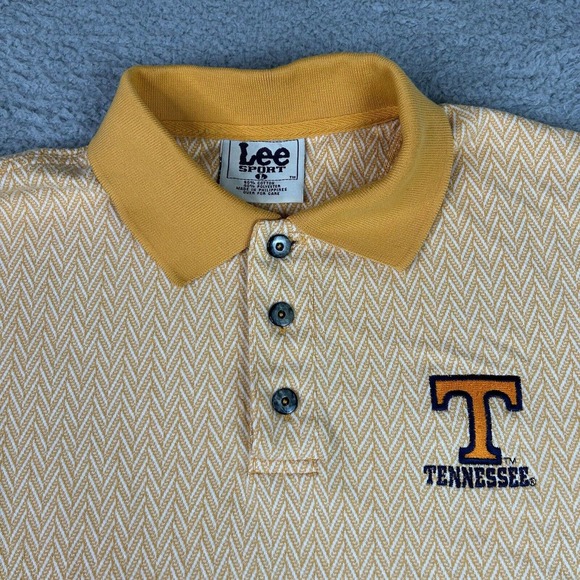 Lee Sport Shirt Mens Large Orange Striped Vtg TN Polo‎ Short Sleeve Embroidered - Picture 5 of 10